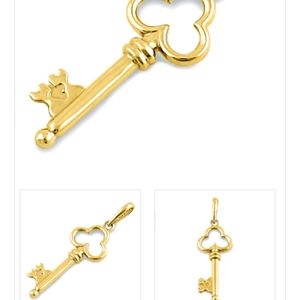Love key charm real 14 KT gold